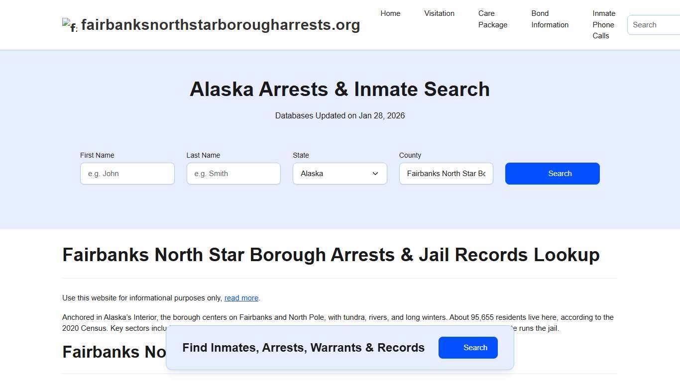 Fairbanks North Star Borough, AK Arrests, Warrants, Police Records Search